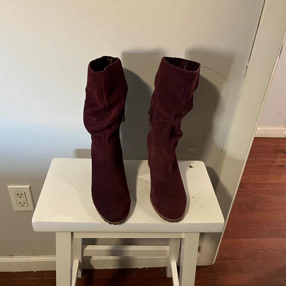 Violet and Red Landen Suede Boot, Size 8.5